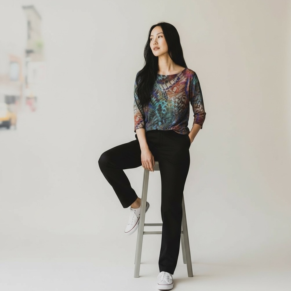 FDJ Multicolor Abstract‎ Print Women's Blouse Size M. NWT. Beautiful Design